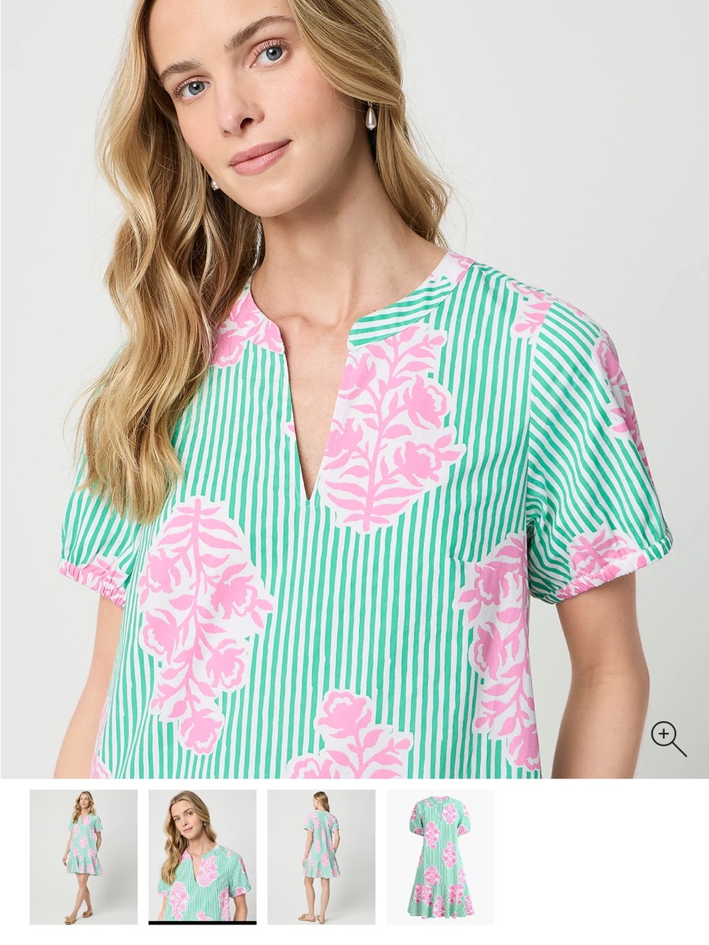 NWT J. Crew Factory Green & Pink Floral Stripe dress - Picture 4 of 6